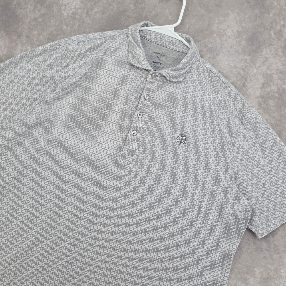 Johnnie-O Linxter Golf Polo Shirt Mens XL Grey Geometric Stretch Performance